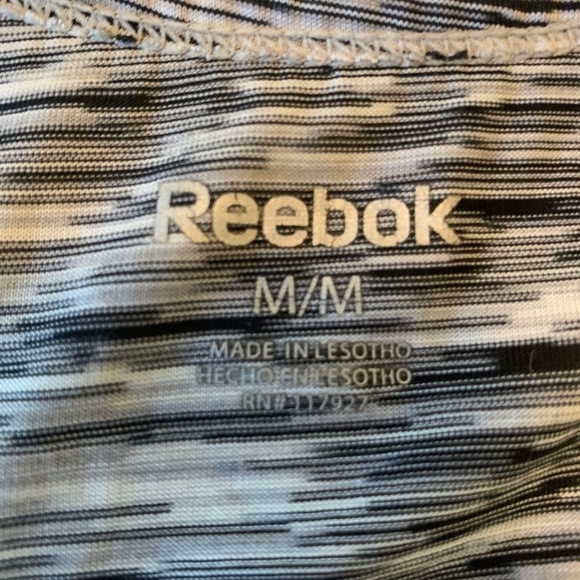 Reebok Gray White Black Racerback Work Out Tank 100% Polyester Size Medium(1136) - Picture 5 of 10